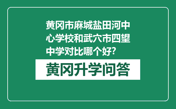 黄冈市麻城盐田河中心学校和武穴市四望中学对比哪个好？