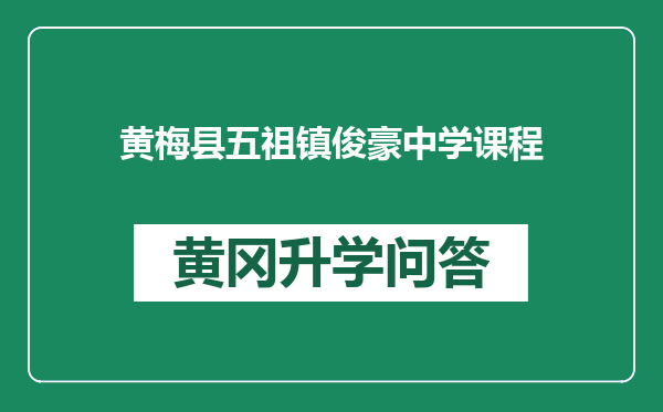 黄梅县五祖镇俊豪中学课程