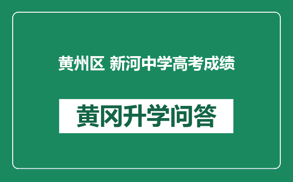 黄州区 新河中学高考成绩