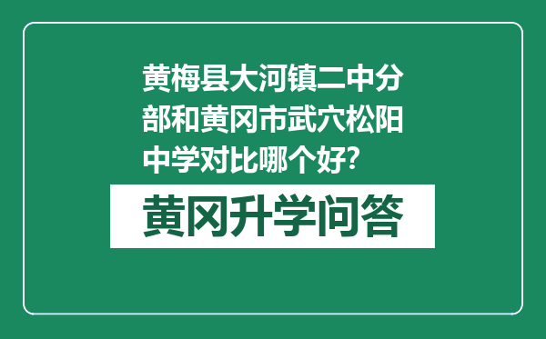 黄梅县大河镇二中分部和黄冈市武穴松阳中学对比哪个好？