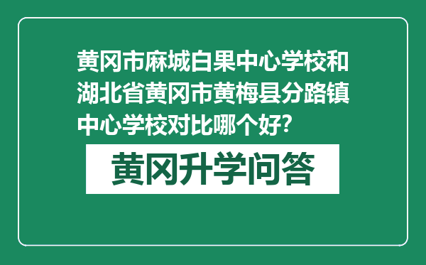 黄冈市麻城白果中心学校和湖北省黄冈市黄梅县分路镇中心学校对比哪个好？