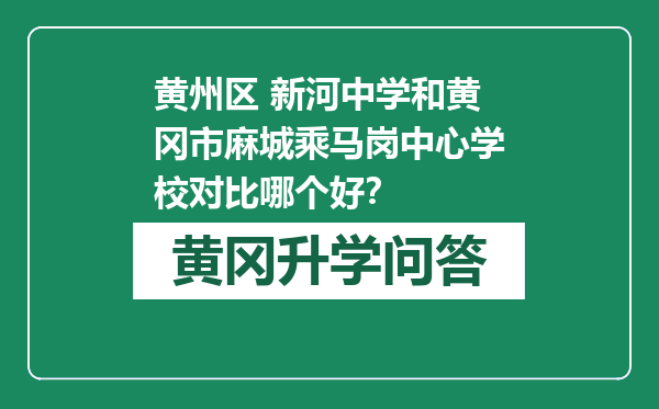 黄州区 新河中学和黄冈市麻城乘马岗中心学校对比哪个好？