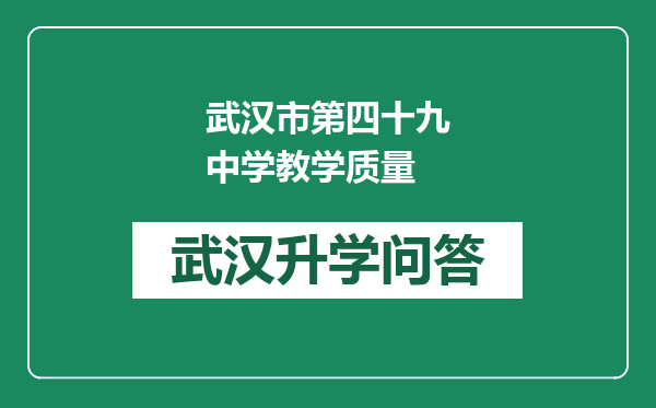武汉市第四十九中学教学质量