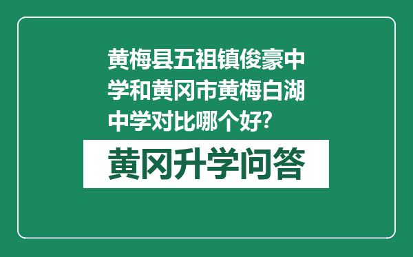 黄梅县五祖镇俊豪中学和黄冈市黄梅白湖中学对比哪个好？
