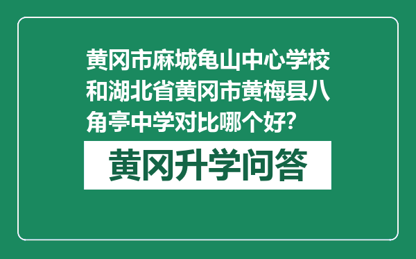 黄冈市麻城龟山中心学校和湖北省黄冈市黄梅县八角亭中学对比哪个好？