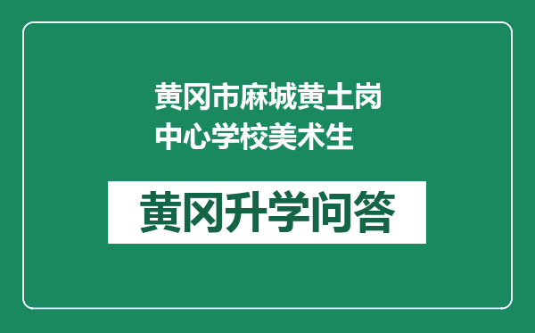 黄冈市麻城黄土岗中心学校美术生