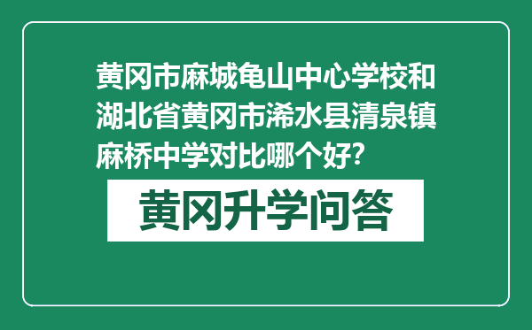 黄冈市麻城龟山中心学校和湖北省黄冈市浠水县清泉镇麻桥中学对比哪个好？