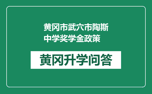黄冈市武穴市陶斯中学奖学金政策