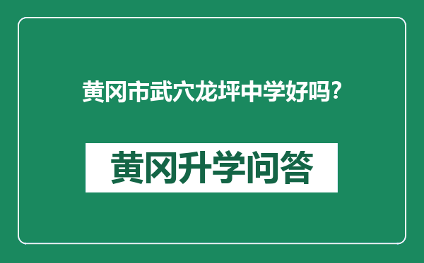 黄冈市武穴龙坪中学好吗？