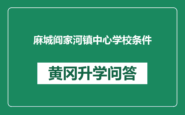 麻城阎家河镇中心学校条件