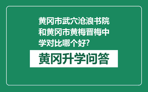 黄冈市武穴沧浪书院和黄冈市黄梅晋梅中学对比哪个好？