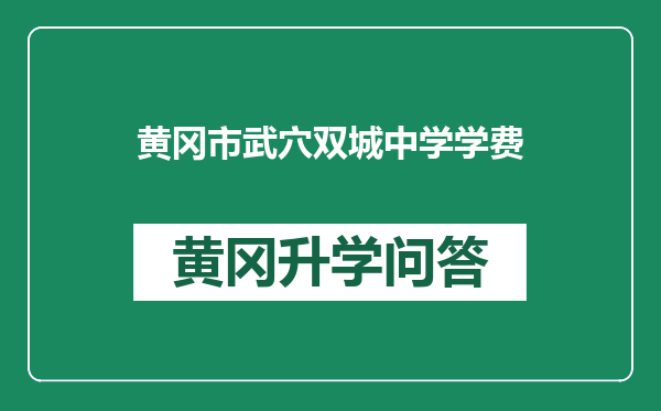黄冈市武穴双城中学学费