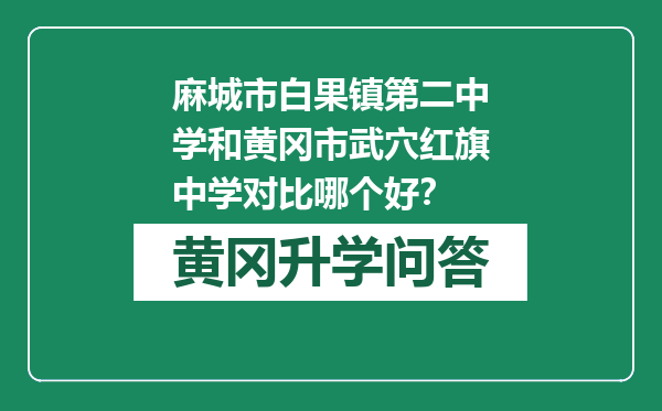 麻城市白果镇第二中学和黄冈市武穴红旗中学对比哪个好？