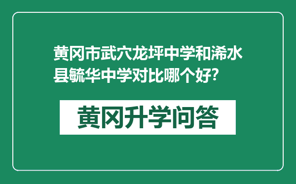 黄冈市武穴龙坪中学和浠水县毓华中学对比哪个好？