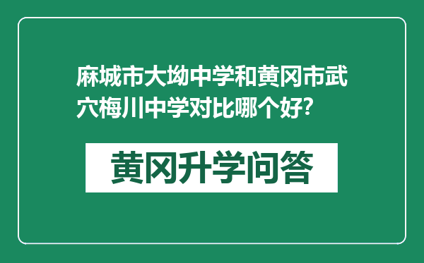麻城市大坳中学和黄冈市武穴梅川中学对比哪个好？