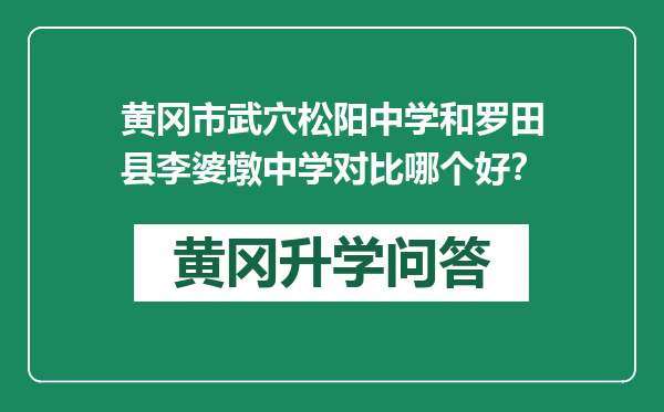 黄冈市武穴松阳中学和罗田县李婆墩中学对比哪个好？
