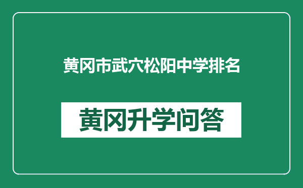 黄冈市武穴松阳中学排名