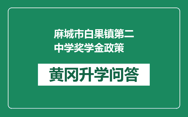 麻城市白果镇第二中学奖学金政策