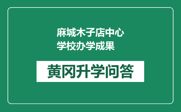 麻城木子店中心学校办学成果