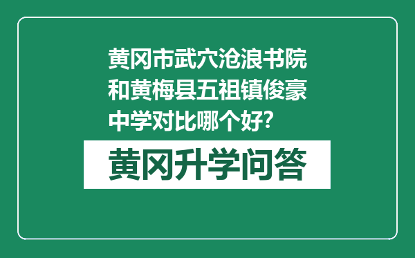 黄冈市武穴沧浪书院和黄梅县五祖镇俊豪中学对比哪个好？