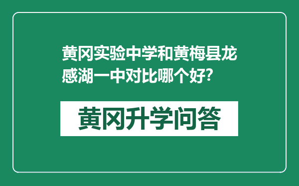 黄冈实验中学和黄梅县龙感湖一中对比哪个好？