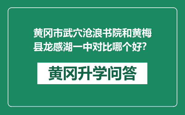 黄冈市武穴沧浪书院和黄梅县龙感湖一中对比哪个好？