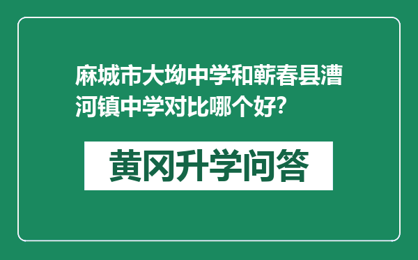 麻城市大坳中学和蕲春县漕河镇中学对比哪个好？