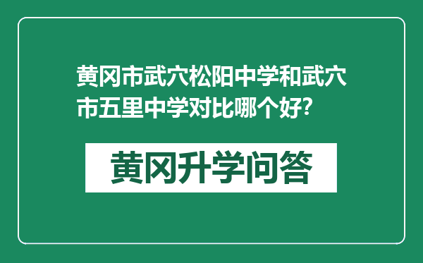 黄冈市武穴松阳中学和武穴市五里中学对比哪个好？
