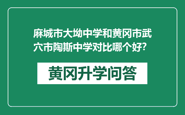 麻城市大坳中学和黄冈市武穴市陶斯中学对比哪个好？