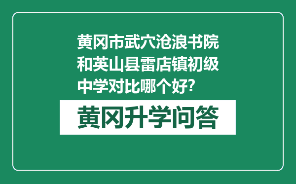黄冈市武穴沧浪书院和英山县雷店镇初级中学对比哪个好？