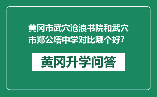 黄冈市武穴沧浪书院和武穴市郑公塔中学对比哪个好？