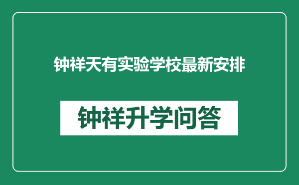 钟祥天有实验学校最新安排