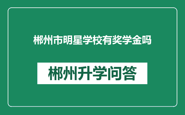 郴州市明星学校有奖学金吗