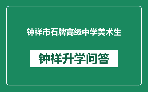 钟祥市石牌高级中学美术生