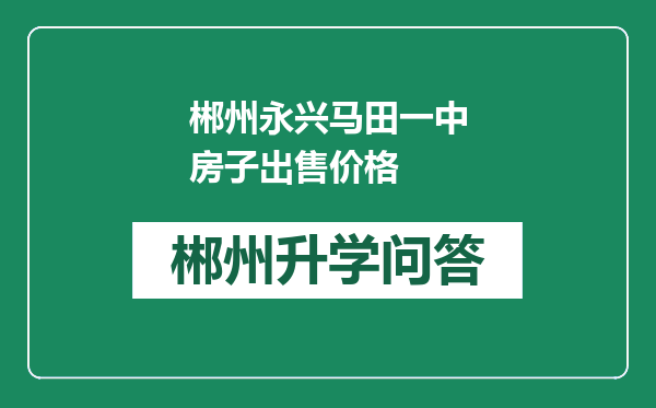 郴州永兴马田一中房子出售价格