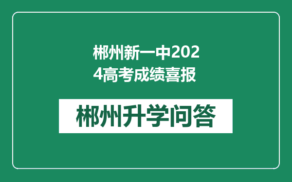 郴州新一中2024高考成绩喜报