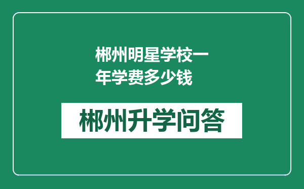 郴州明星学校一年学费多少钱
