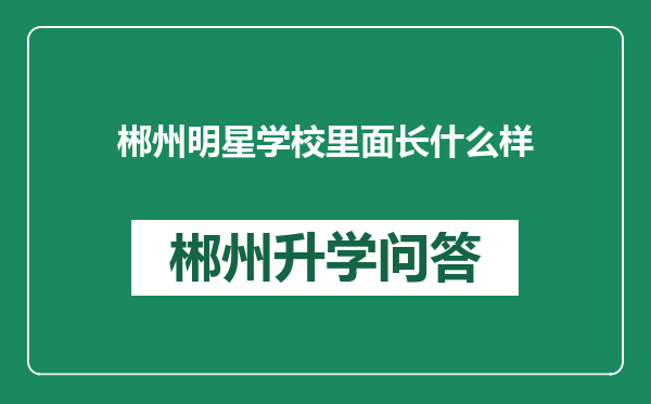 郴州明星学校里面长什么样