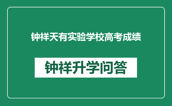 钟祥天有实验学校高考成绩