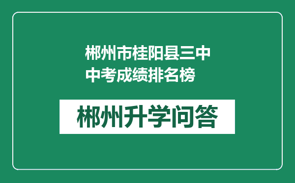 郴州市桂阳县三中中考成绩排名榜