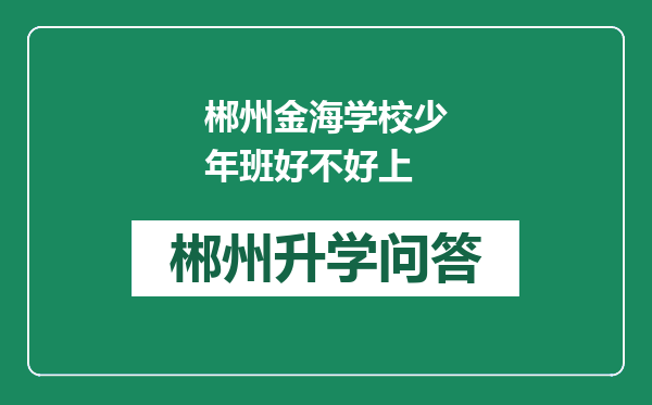 郴州金海学校少年班好不好上