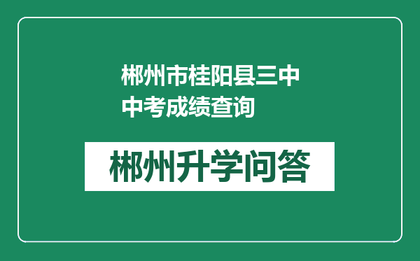 郴州市桂阳县三中中考成绩查询