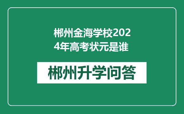 郴州金海学校2024年高考状元是谁