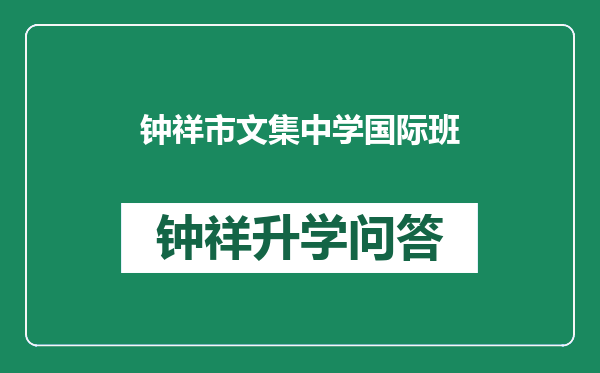 钟祥市文集中学国际班