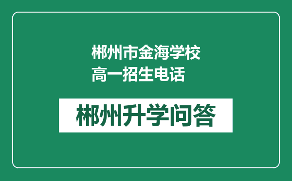 郴州市金海学校高一招生电话