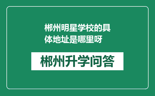 郴州明星学校的具体地址是哪里呀