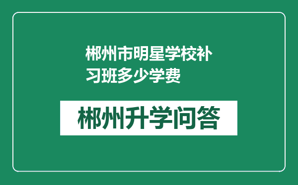 郴州市明星学校补习班多少学费
