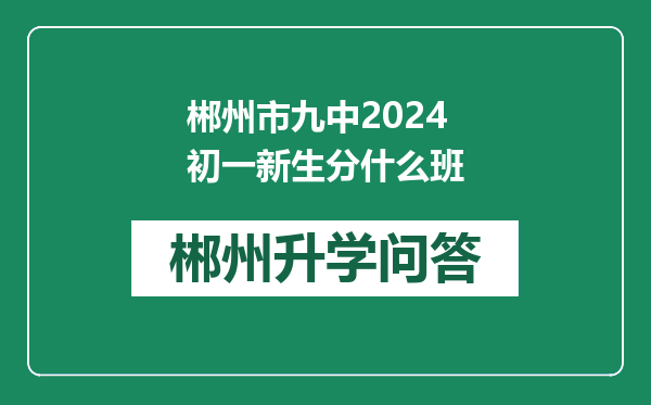 郴州市九中2024初一新生分什么班