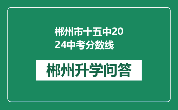 郴州市十五中2024中考分数线
