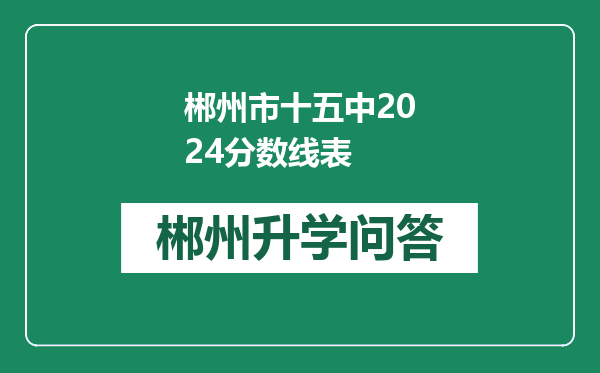 郴州市十五中2024分数线表
